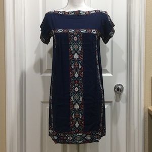 Max Studio Cap Sleeve Shift Dress Navy Blue